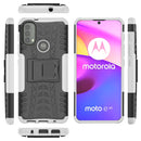 For Motorola Moto E40 Tire Texture TPU + PC Phone Case with Holder(White)