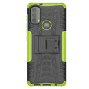 For Motorola Moto E40 Tire Texture TPU + PC Phone Case with Holder(Green)