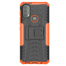 For Motorola Moto E40 Tire Texture TPU + PC Phone Case with Holder(Orange)