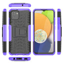 For Samsung Galaxy A03 Global Tire Texture TPU + PC Phone Case with Holder(Purple)