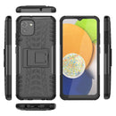 For Samsung Galaxy A03 Global Tire Texture TPU + PC Phone Case with Holder(Black)