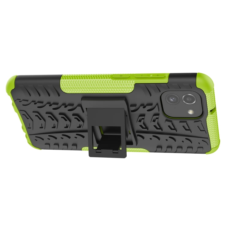 For Samsung Galaxy A03 Global Tire Texture TPU + PC Phone Case with Holder(Green)