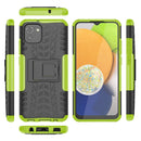 For Samsung Galaxy A03 Global Tire Texture TPU + PC Phone Case with Holder(Green)