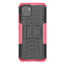 For Samsung Galaxy A03 Global Tire Texture TPU + PC Phone Case with Holder(Pink)