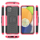 For Samsung Galaxy A03 Global Tire Texture TPU + PC Phone Case with Holder(Pink)