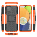 For Samsung Galaxy A03 Global Tire Texture TPU + PC Phone Case with Holder(Orange)