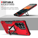 For Samsung Galaxy S22 Ultra 5G Ring Holder Non-slip Armor Phone Case(Red)