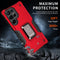 For Samsung Galaxy S22 Ultra 5G Ring Holder Non-slip Armor Phone Case(Red)