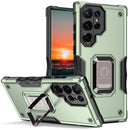 For Samsung Galaxy S22 Ultra 5G Ring Holder Non-slip Armor Phone Case(Green)