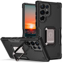 For Samsung Galaxy S22 Ultra 5G Ring Holder Non-slip Armor Phone Case(Black)