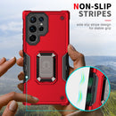 For Samsung Galaxy S22 Ultra 5G Ring Holder Non-slip Armor Phone Case(Black)