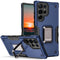 For Samsung Galaxy S22 Ultra 5G Ring Holder Non-slip Armor Phone Case(Blue)