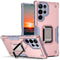For Samsung Galaxy S22 Ultra 5G Ring Holder Non-slip Armor Phone Case(Rose Gold)