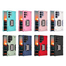 For Samsung Galaxy S22 Ultra 5G Ring Holder Non-slip Armor Phone Case(Mint Green)