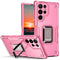 For Samsung Galaxy S22 Ultra 5G Ring Holder Non-slip Armor Phone Case(Pink)