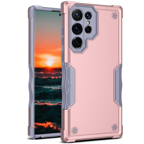 For Samsung Galaxy S22 Ultra 5G Non-slip Armor Phone Case(Rose Gold)