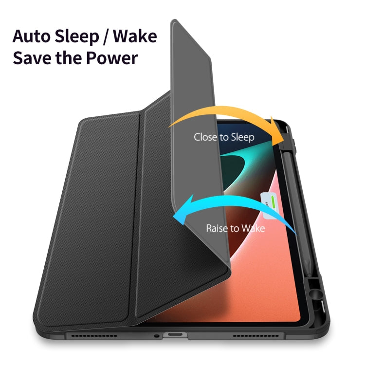 For Xiaomi Pad 5 / 5 Pro DUX DUCIS TOBY Series Antiskid Leather Tablet Case with Sleep / Wake-up Function(Black)