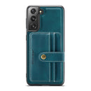 For Samsung Galaxy S22 5G JEEHOOD RFID Blocking Anti-Theft Magnetic PU + TPU Phone Case(Blue)