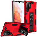 For Samsung Galaxy S22 Ultra 5G Soldier Armor TPU + PC Magnetic Phone Case(Red)