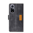 For Huawei nova 9 Contrast Color Side Buckle Leather Phone Case(Black + Grey)
