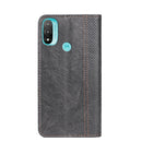 For Motorola Moto E20 Grid Texture Magnetic PU + TPU Leather Phone Case(Grey)