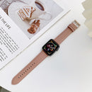 Genuine Leather Watch Band For Apple Watch Series 7 45mm / 6&SE&5&4 44mm / 3&2&1 42mm(Light Pink)