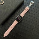 Lychee Genuine Leather Watch Band For Apple Watch Series 7 41mm / 6&SE&5&4 40mm / 3&2&1 38mm(Sand Pink)