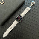 Lychee Genuine Leather Watch Band For Apple Watch Series 7 41mm / 6&SE&5&4 40mm / 3&2&1 38mm(White)