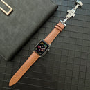 Lychee Genuine Leather Watch Band For Apple Watch Series 7 41mm / 6&SE&5&4 40mm / 3&2&1 38mm(Brown)