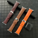 Lychee Genuine Leather Watch Band For Apple Watch Series 7 41mm / 6&SE&5&4 40mm / 3&2&1 38mm(Brown)