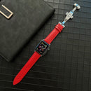 Lychee Genuine Leather Watch Band For Apple Watch Series 7 41mm / 6&SE&5&4 40mm / 3&2&1 38mm(Red)