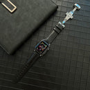 Lychee Genuine Leather Watch Band For Apple Watch Series 7 41mm / 6&SE&5&4 40mm / 3&2&1 38mm(Black)