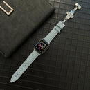 Lychee Genuine Leather Watch Band For Apple Watch Series 7 41mm / 6&SE&5&4 40mm / 3&2&1 38mm(Light Blue)