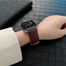 Lychee Genuine Leather Watch Band For Apple Watch Series 7 45mm / 6&SE&5&4 44mm / 3&2&1 42mm(Orange)