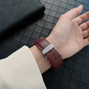 Lychee Genuine Leather Watch Band For Apple Watch Series 7 45mm / 6&SE&5&4 44mm / 3&2&1 42mm(Light Blue)