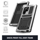 For Samsung Galaxy S22 Ultra 5G R-JUST Metal + Silicone Holder Phone Case(Silver)