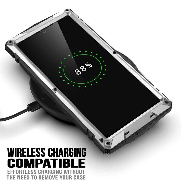 For Samsung Galaxy S22 Ultra 5G R-JUST Metal + Silicone Holder Phone Case(Silver)