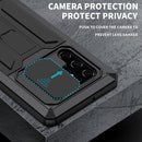 For Samsung Galaxy S22 Ultra 5G R-JUST Sliding Camera Metal + Silicone Holder Phone Case(Black)