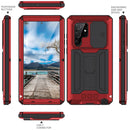 For Samsung Galaxy S22 Ultra 5G R-JUST Sliding Camera Metal + Silicone Holder Phone Case(Red)