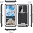 For Samsung Galaxy S22 Ultra 5G R-JUST Sliding Camera Metal + Silicone Holder Phone Case(Silver)