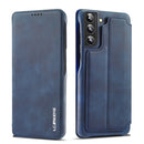 For Samsung Galaxy S22+ 5G LC.IMEEKE Hon Ancient Series Horizontal Flip Leather Phone Case(Blue)