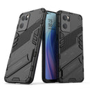 For OPPO Reno7 5G China Punk Armor 2 in 1 PC + TPU Shockproof Phone Case with Invisible Holder(Black)