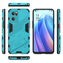 For OPPO Reno7 5G China Punk Armor 2 in 1 PC + TPU Shockproof Phone Case with Invisible Holder(Blue)
