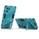 For OPPO Reno7 5G China Punk Armor 2 in 1 PC + TPU Shockproof Phone Case with Invisible Holder(Blue)