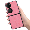 For Huawei P50 Pocket Crocodile Texture Folding Phone Case(Pink)