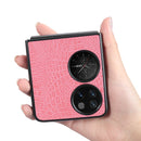 For Huawei P50 Pocket Crocodile Texture Folding Phone Case(Pink)