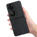 For Huawei P50 Pocket Crocodile Texture Folding Phone Case(Black)