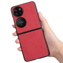 For Huawei P50 Pocket Crocodile Texture Folding Phone Case(Red)