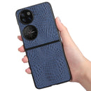 For Huawei P50 Pocket Crocodile Texture Folding Phone Case(Blue)