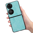 For Huawei P50 Pocket Crocodile Texture Folding Phone Case(Green)